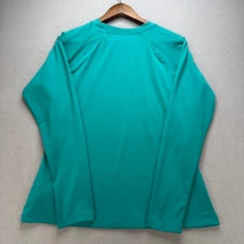 Hurley Logo Long Sleeve Rash Guard Swim Shirt Regular L Teal UPF 50+ Performance